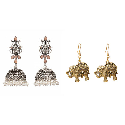Kalash Kamal earring (Light Orange) Trunk twist dangler earrings Combo set
