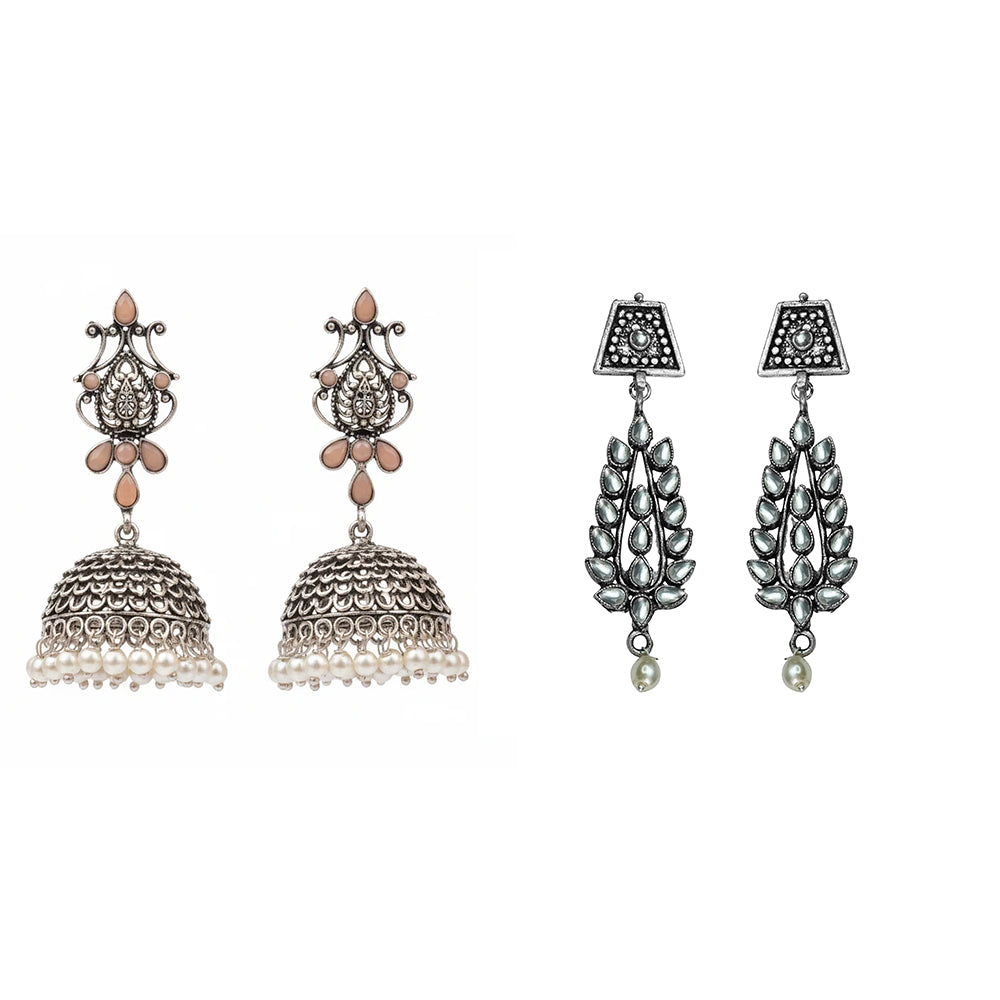Kalash Kamal earring  Precious Petal stone studded dangler earring Combo