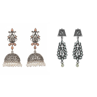 Kalash Kamal earring  Precious Petal stone studded dangler earring Combo