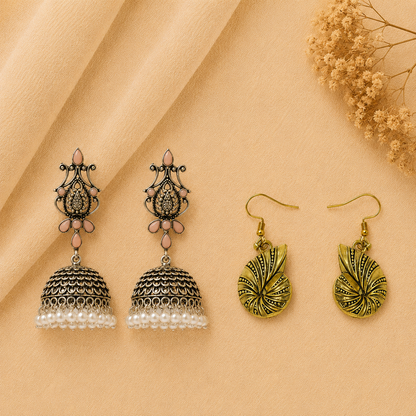 Kalash Kamal earring (Light Orange) Conch Glow dangler earrings Combo set