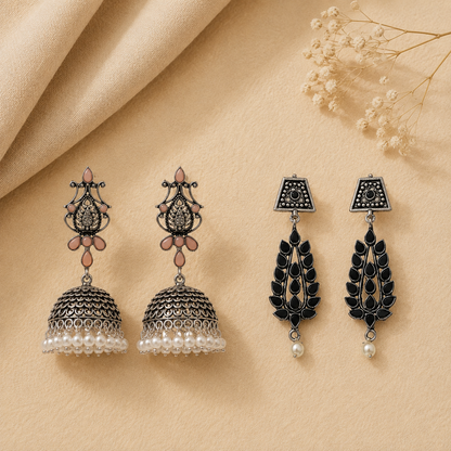 Kalash Kamal earring  Precious Petal stone studded dangler earring Combo