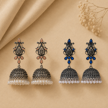 Kalash Kamal earring (Light Orange) Kalash Kamal earring (Blue) Combo set