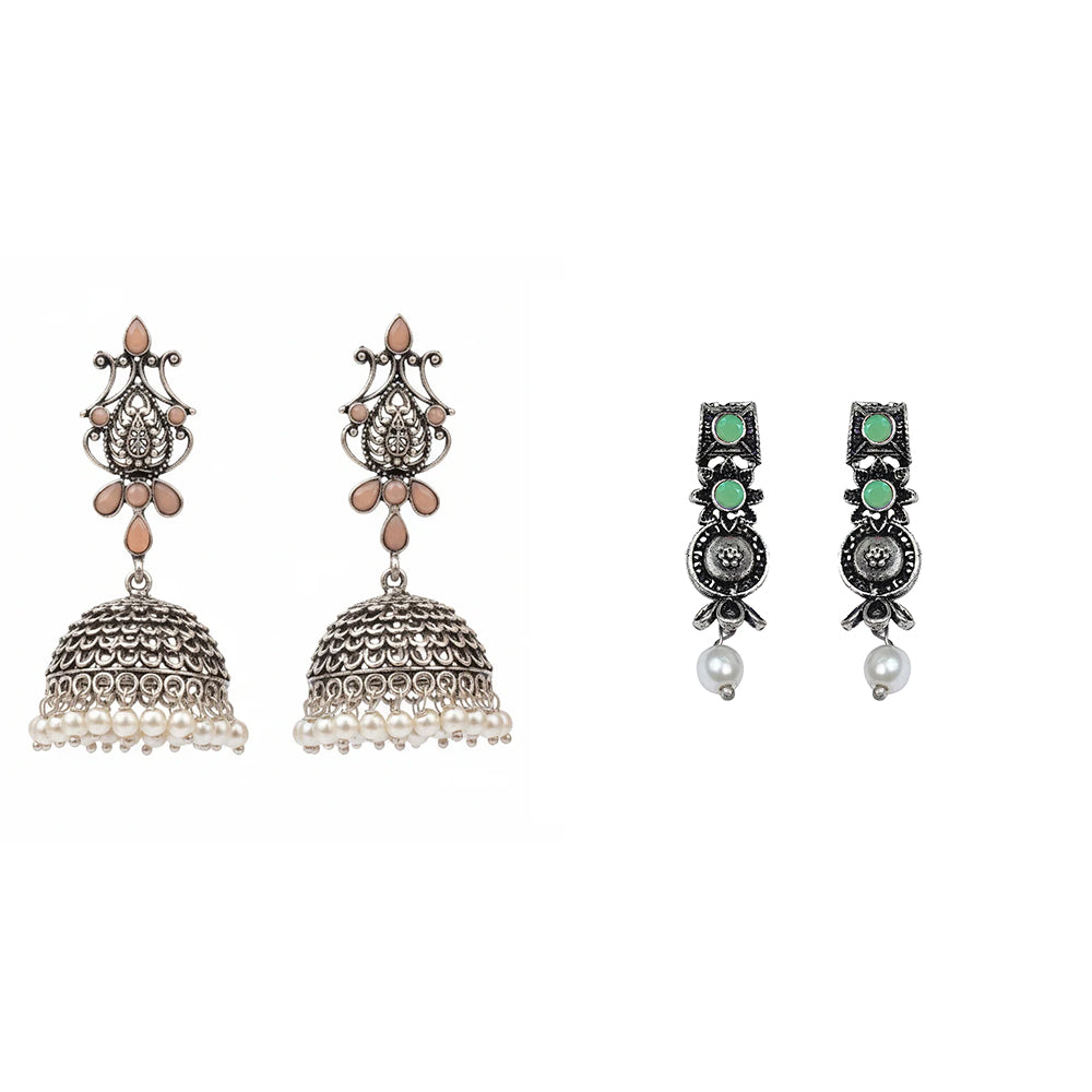 Kalash Kamal earring  Wonderful wildflower oxidised stud earrings Combo