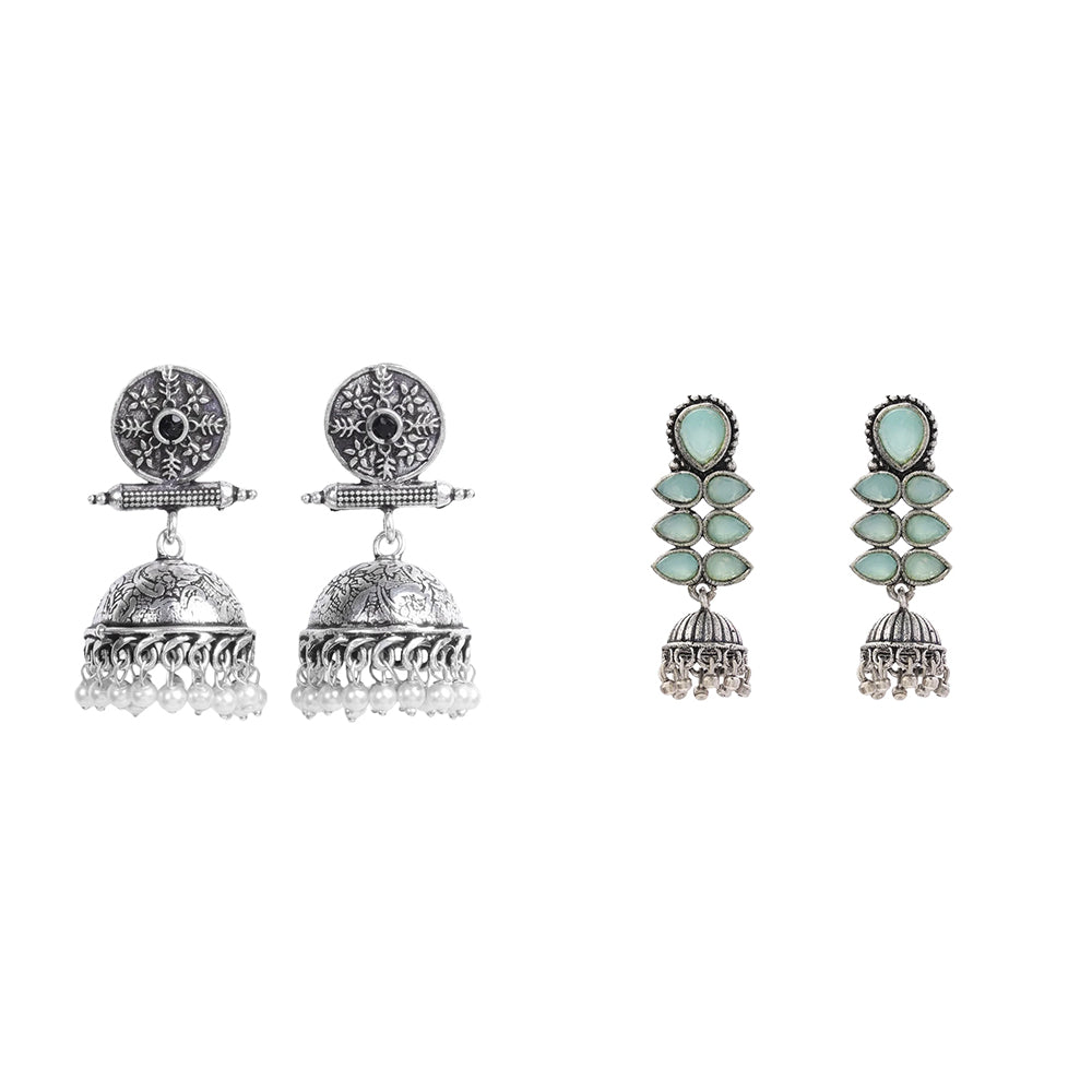 Dazzle Dash Jhumki earring (Mint) Charmbell earrings (Black) Combo set