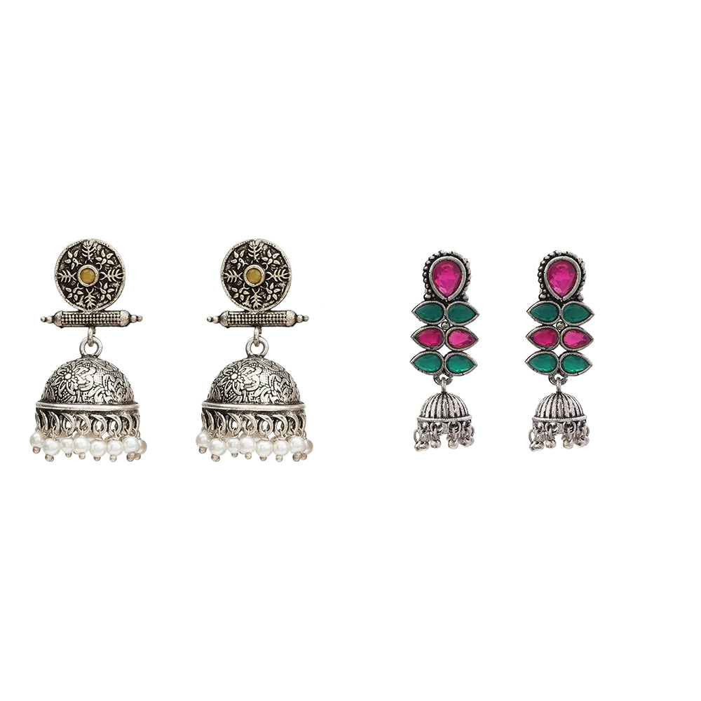 Dazzle Dash Jhumki earring (Multicolored) Charmbell earrings (Yellow) Combo set