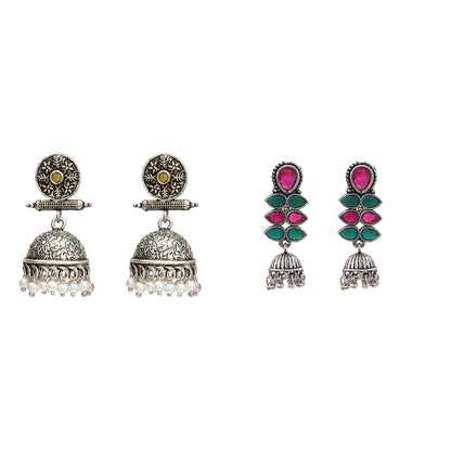 Dazzle Dash Jhumki earring (Multicolored) Charmbell earrings (Yellow) Combo set