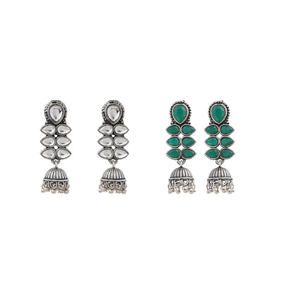 Dazzle Dash Jhumki earring (White) Dazzle Dash Jhumki earring (Green) Combo set