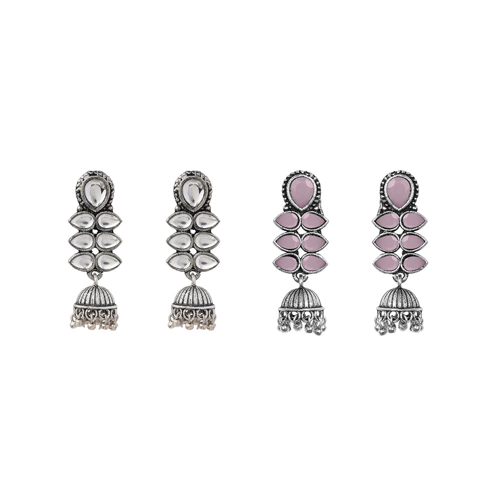 Dazzle Dash Jhumki earring (Baby Pink) Dazzle Dash Jhumki earring (White) Combo set