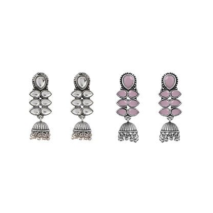 Dazzle Dash Jhumki earring (Baby Pink) Dazzle Dash Jhumki earring (White) Combo set