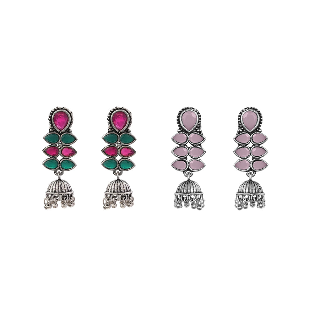 Dazzle Dash Jhumki earring (Multicolored) Dazzle Dash Jhumki earring (Baby Pink) Combo set