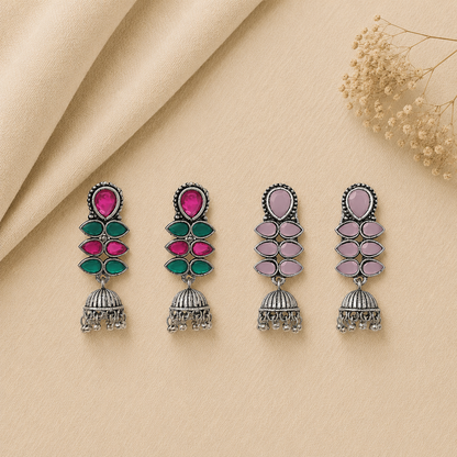 Dazzle Dash Jhumki earring (Multicolored) Dazzle Dash Jhumki earring (Baby Pink) Combo set