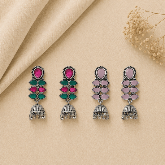Dazzle Dash Jhumki earring (Multicolored) Dazzle Dash Jhumki earring (Baby Pink) Combo set