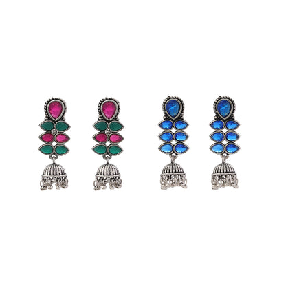 Dazzle Dash Jhumki earring (Blue) Dazzle Dash Jhumki earring (Multicolored) Combo set