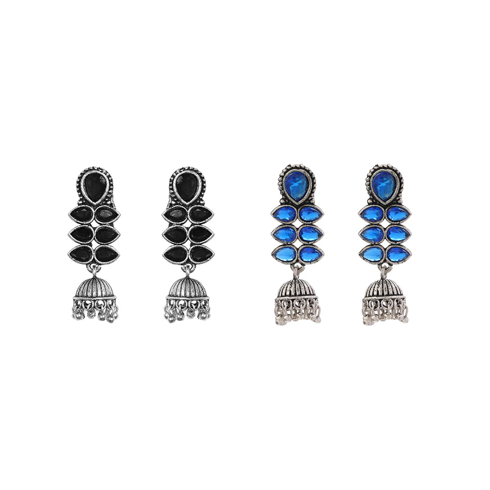Dazzle Dash Jhumki earring (Black) Dazzle Dash Jhumki earring (Blue) Combo set