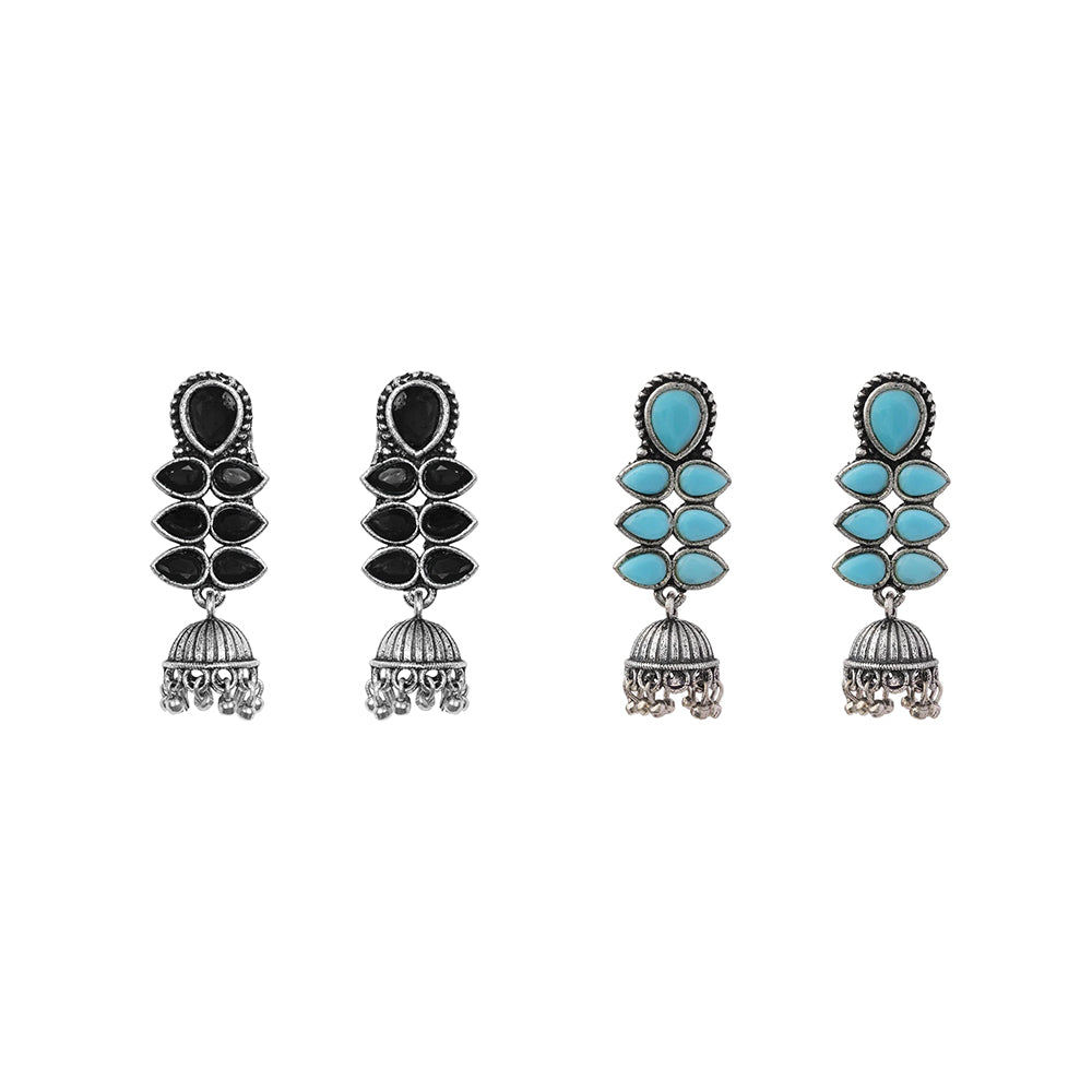 Dazzle Dash Jhumki earring (Sky Blue) Dazzle Dash Jhumki earring (Black) Combo set