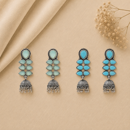 Dazzle Dash Jhumki earring (Mint) Dazzle Dash Jhumki earring (Sky Blue) Combo set
