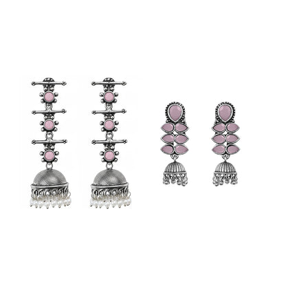 Royal Triple Bell Layered Jhumka Earring (Baby Pink) Dazzle Dash Jhumki earring (Baby Pink) Combo set