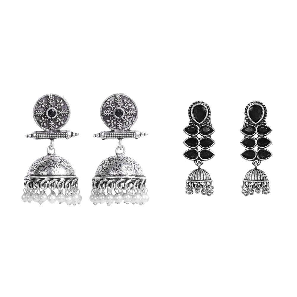 Charmbell earrings (Black) Dazzle Dash Jhumki earring (Black) Combo set