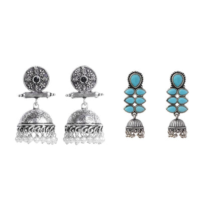 Charmbell earrings (Black) Dazzle Dash Jhumki earring (Sky Blue) Combo set