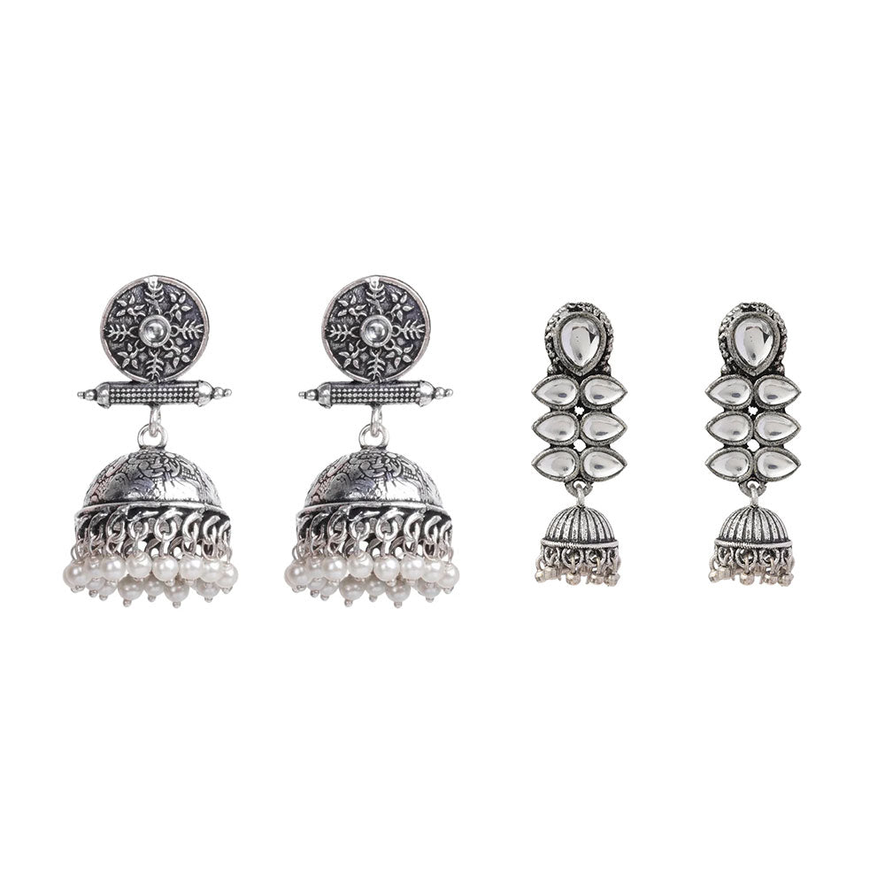 Charmbell earrings (White) Dazzle Dash Jhumki earring (White) Combo set