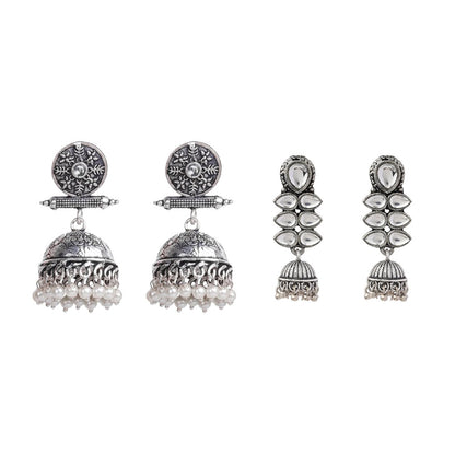 Charmbell earrings (White) Dazzle Dash Jhumki earring (White) Combo set