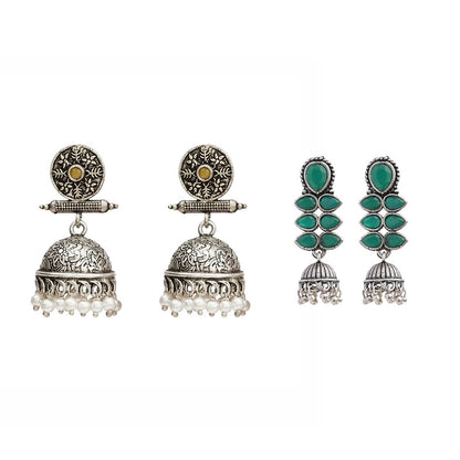 Charmbell earrings (Yellow) Dazzle Dash Jhumki earring (Green) Combo set