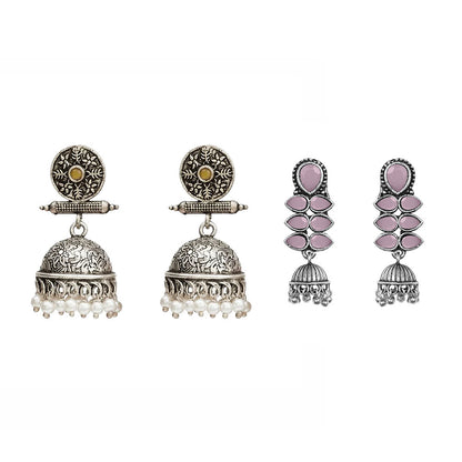 Charmbell earrings (Yellow) Dazzle Dash Jhumki earring (Baby Pink) Combo set