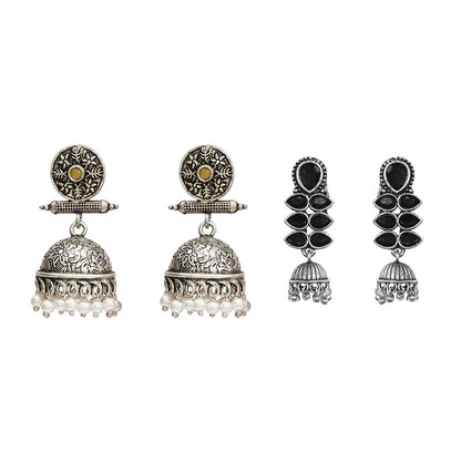 Charmbell earrings (Yellow) Dazzle Dash Jhumki earring (Black) Combo set