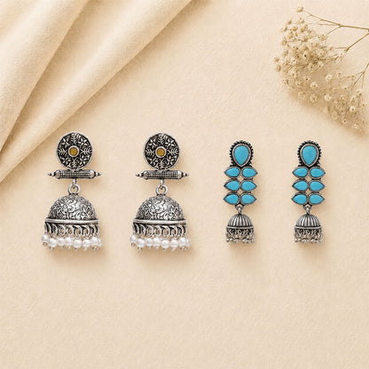 Charmbell earrings (Yellow) Dazzle Dash Jhumki earring (Sky Blue) Combo set