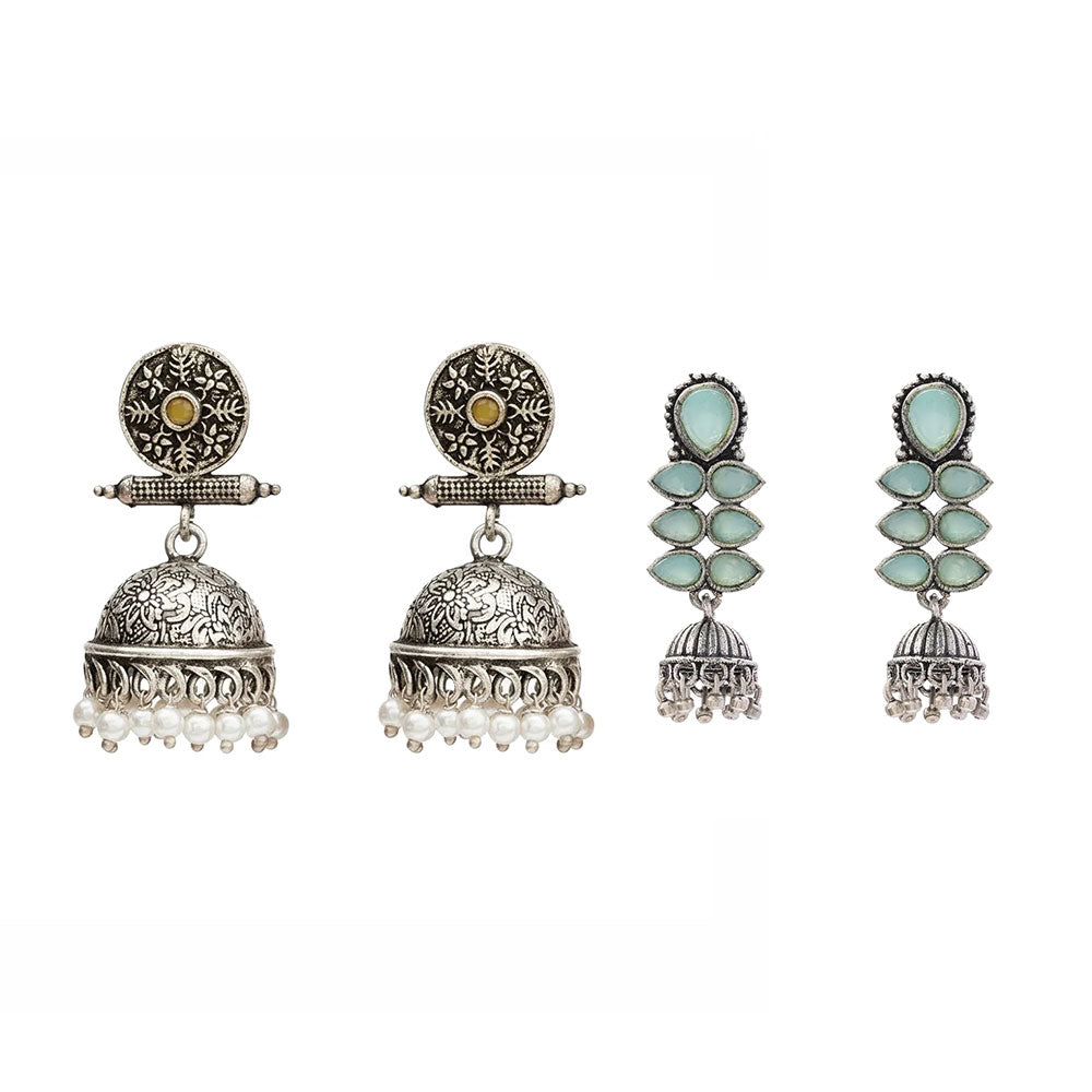 Charmbell earrings (Yellow) Dazzle Dash Jhumki earring (Mint) Combo set