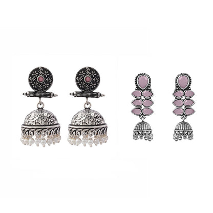 Charmbell earrings (Baby Pink) Dazzle Dash Jhumki earring (Baby Pink) Combo set