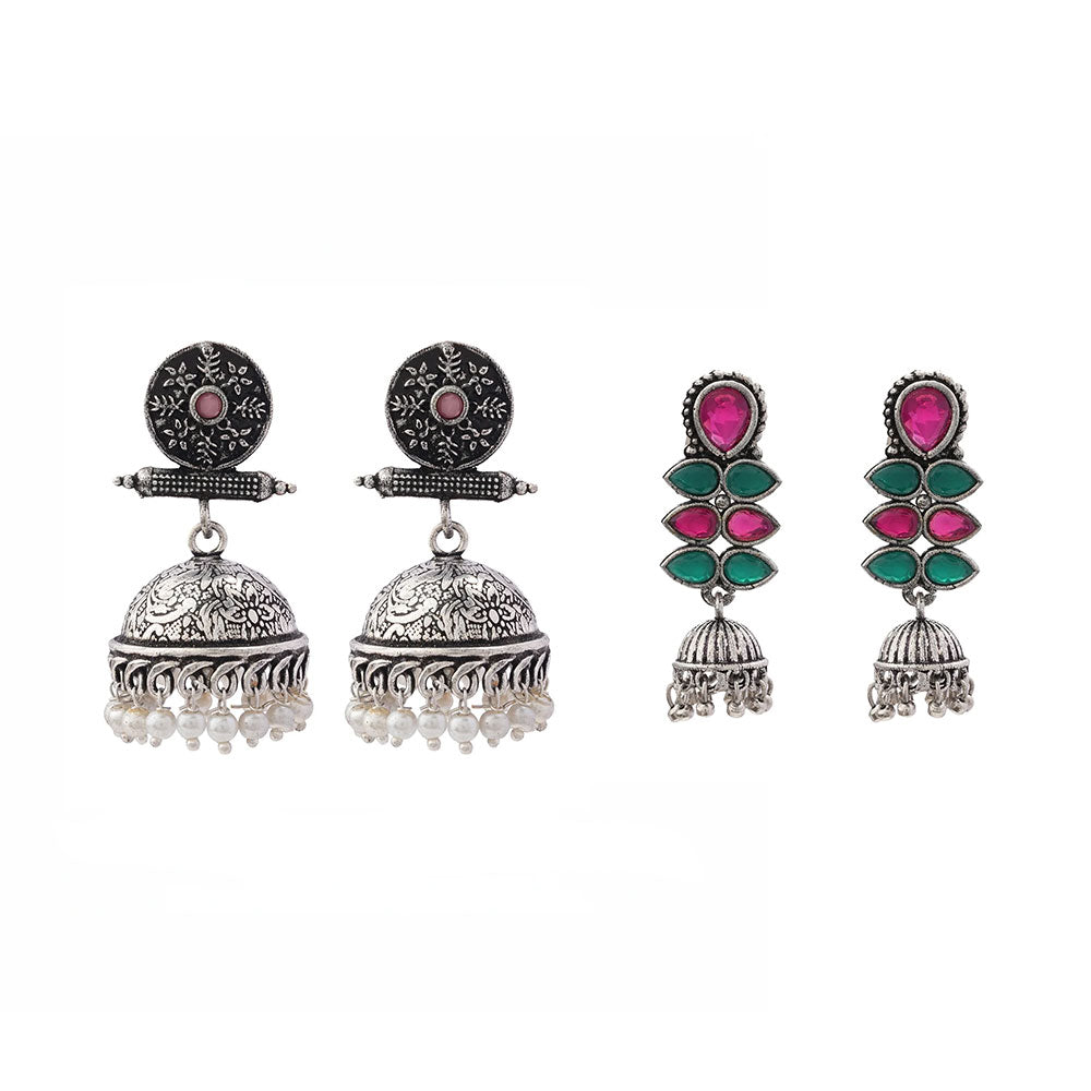 Charmbell earrings Baby Pink Dazzle Dash Jhumki earring Combo set