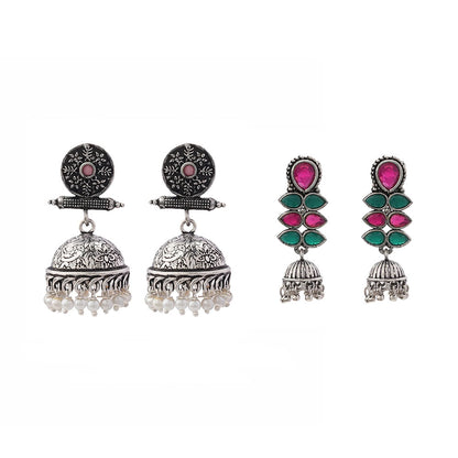 Charmbell earrings Baby Pink Dazzle Dash Jhumki earring Combo set