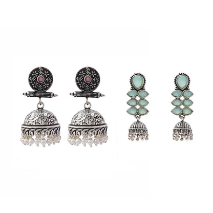 Charmbell earrings (Baby Pink) Dazzle Dash Jhumki earring (Mint) Combo set