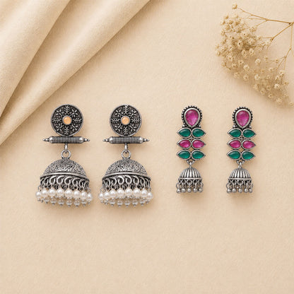 Charmbell earrings Light Orange Dazzle Dash Jhumki earring Combo set