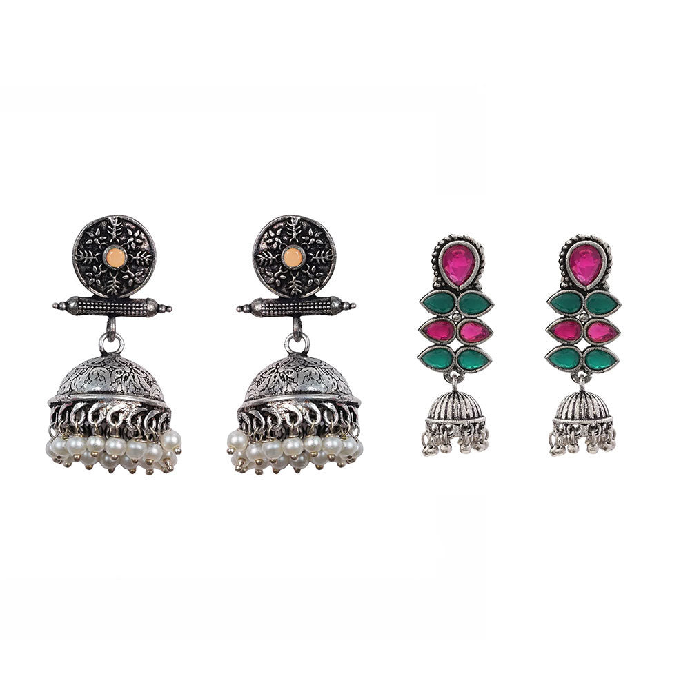 Charmbell earrings Light Orange Dazzle Dash Jhumki earring Combo set