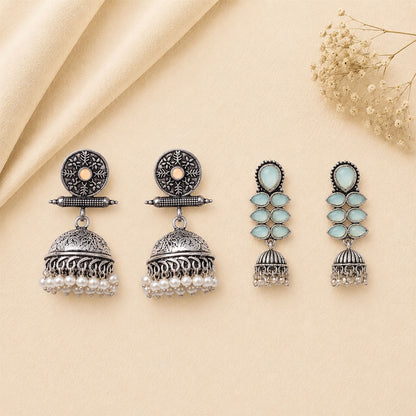Charmbell earrings (Light Orange) Dazzle Dash Jhumki earring (Mint) Combo set