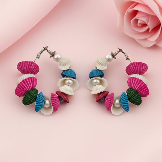 Golden tide hoop earrings (Multicolored)