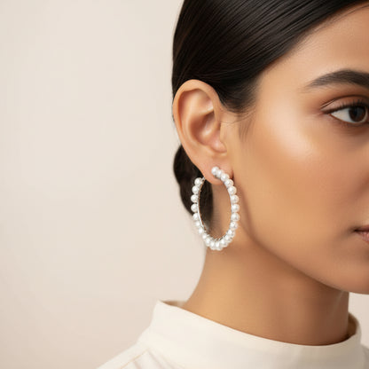 Pearl Prestige hoop earrings (White)