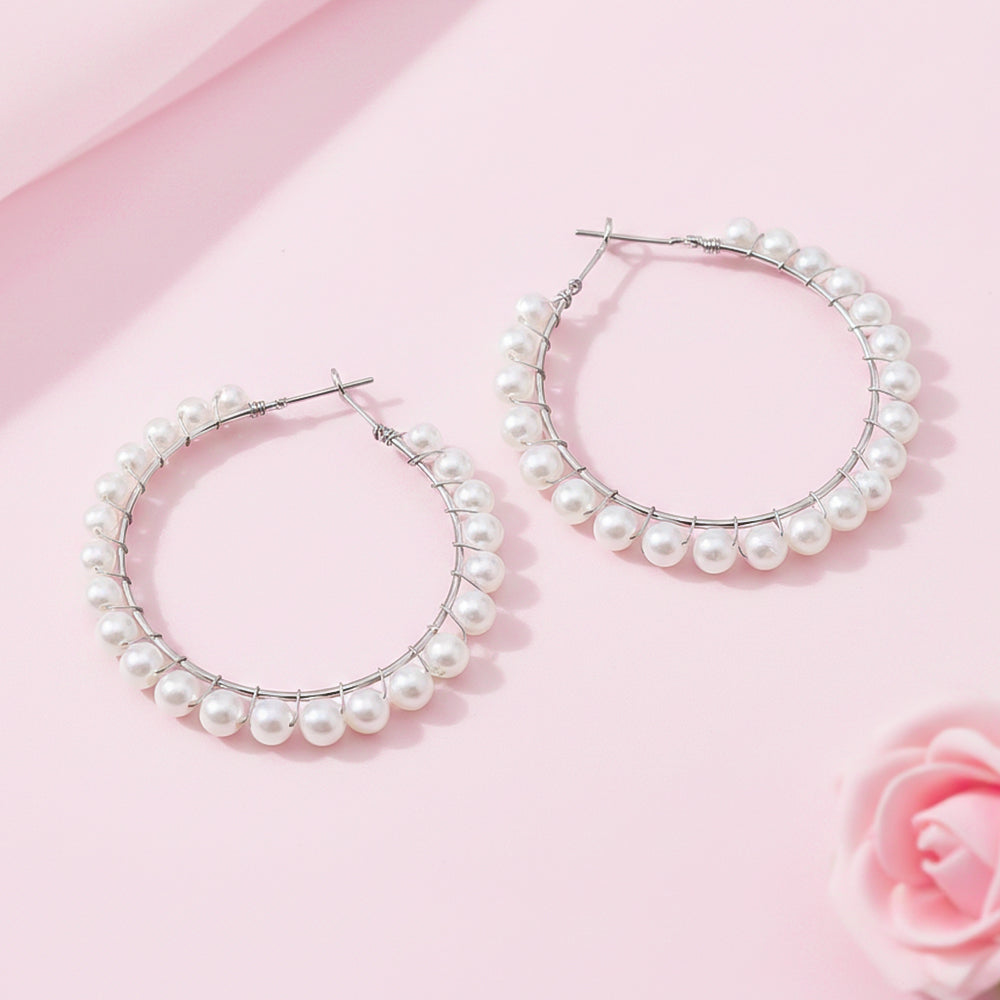 Pearl Prestige hoop earrings (White)