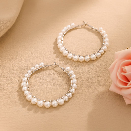 Pearl Prestige hoop earrings (White)