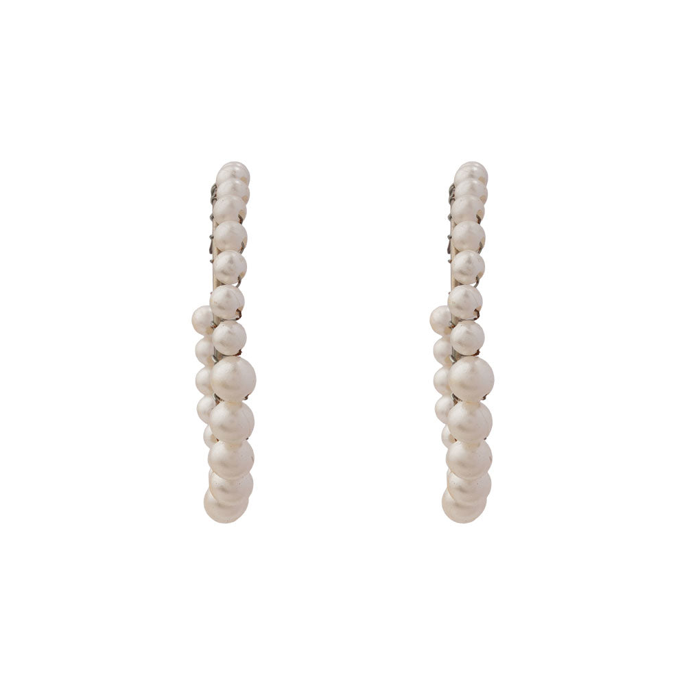 Leaf Cascade jhumki earrings (Red) Pearl Prestige hoop earrings (White) Combo set