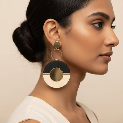 Metal Enclosed Wooden Earrings