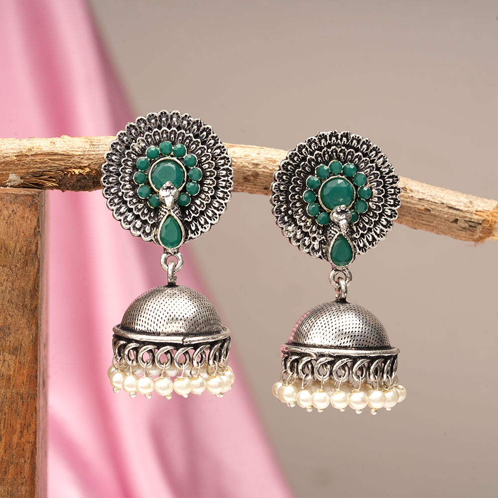 Evergreen jhumka earrings (Green)