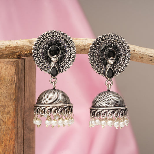 Evergreen jhumka earrings (Black)