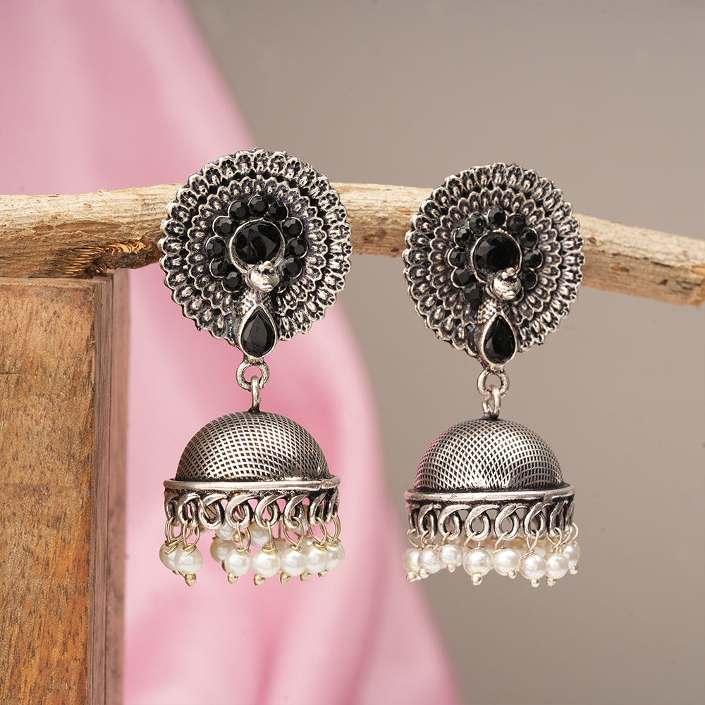 Evergreen jhumka earrings (Black)