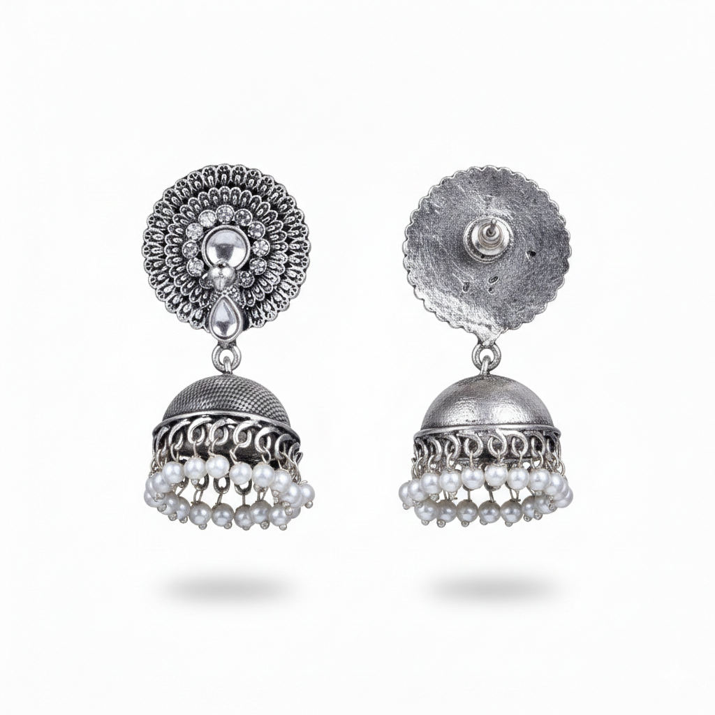 Evergreen jhumka earrings (White)