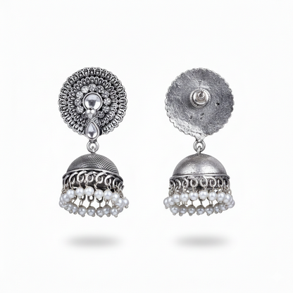Evergreen jhumka earrings (White)