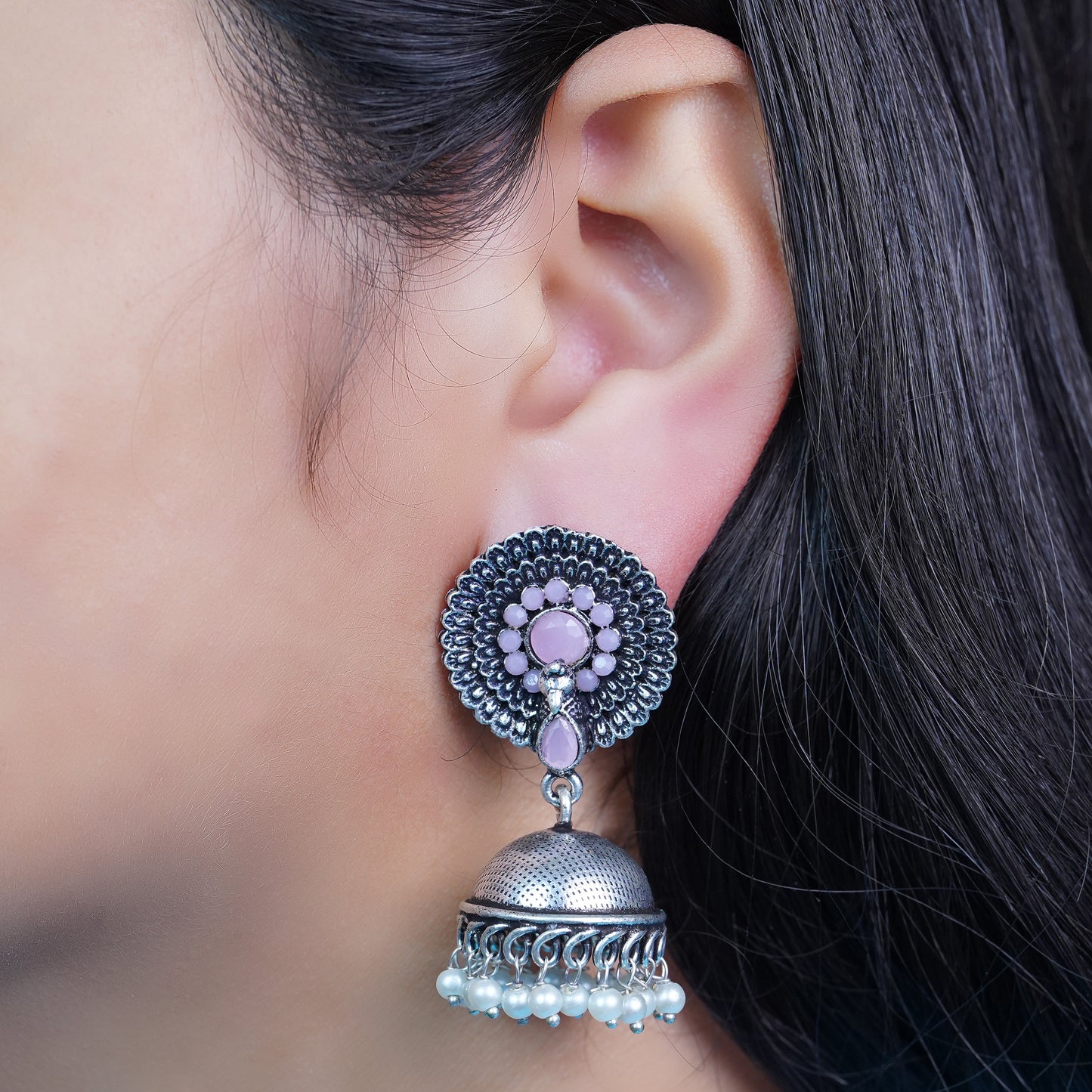 StylishKudi Oxidised Silver Earrings&Chandbali Earrings ComboSet for Women&girl