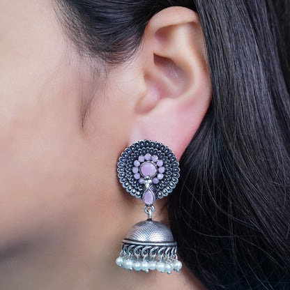 StylishKudi Oxidised Silver Earrings&Chandbali Earrings ComboSet for Women&girl